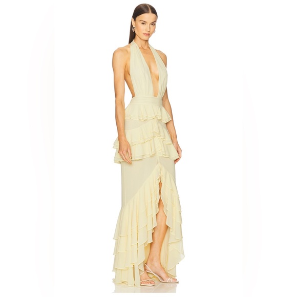 Michael Costello x REVOLVE Clara Bow Gown in light yellow XXS - Picture 1 of 12